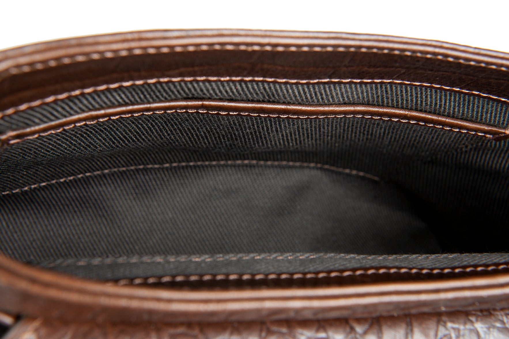 SADDLE BAG GRAIN CROC DARK BROWN