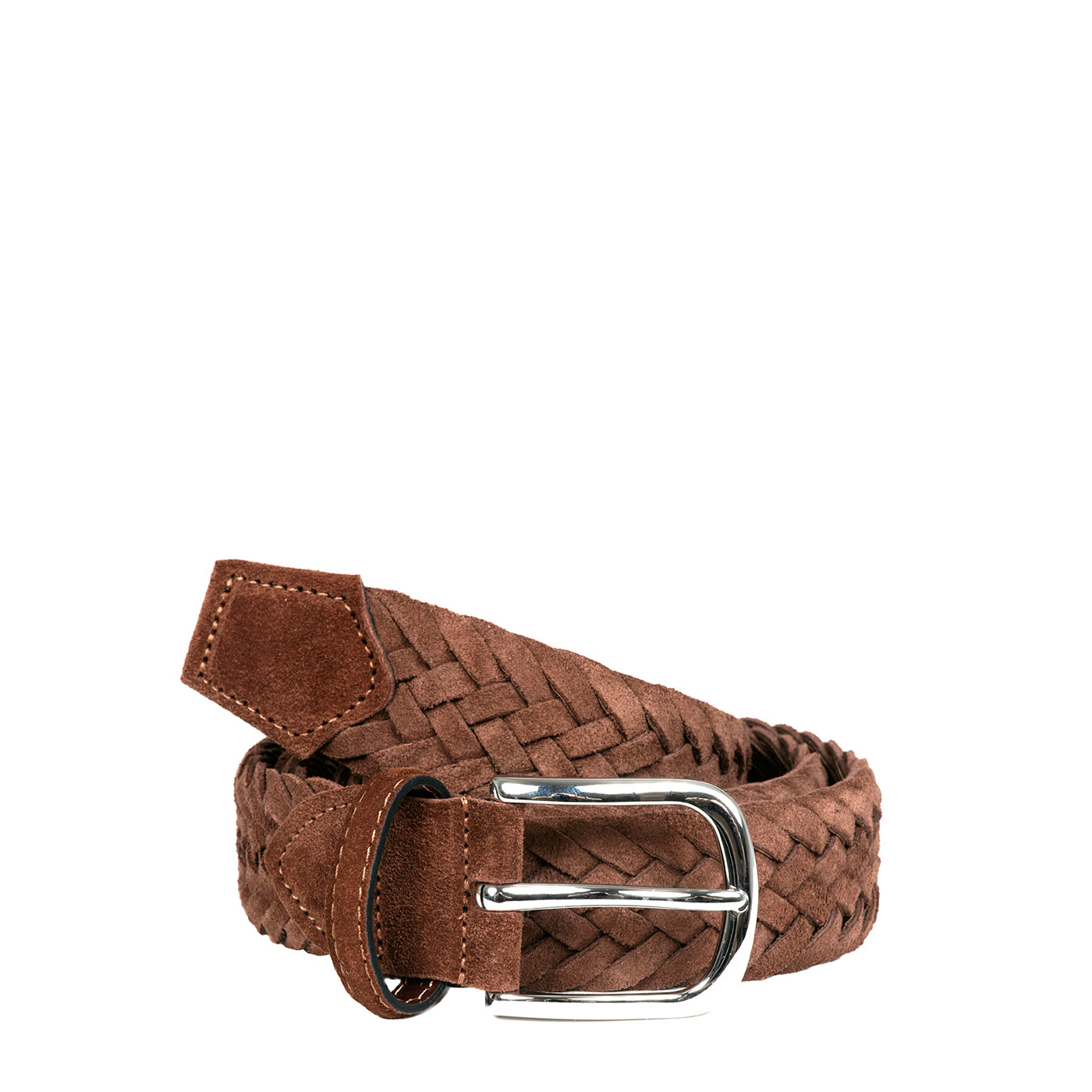 BROWN WOVEN SUEDE BELT