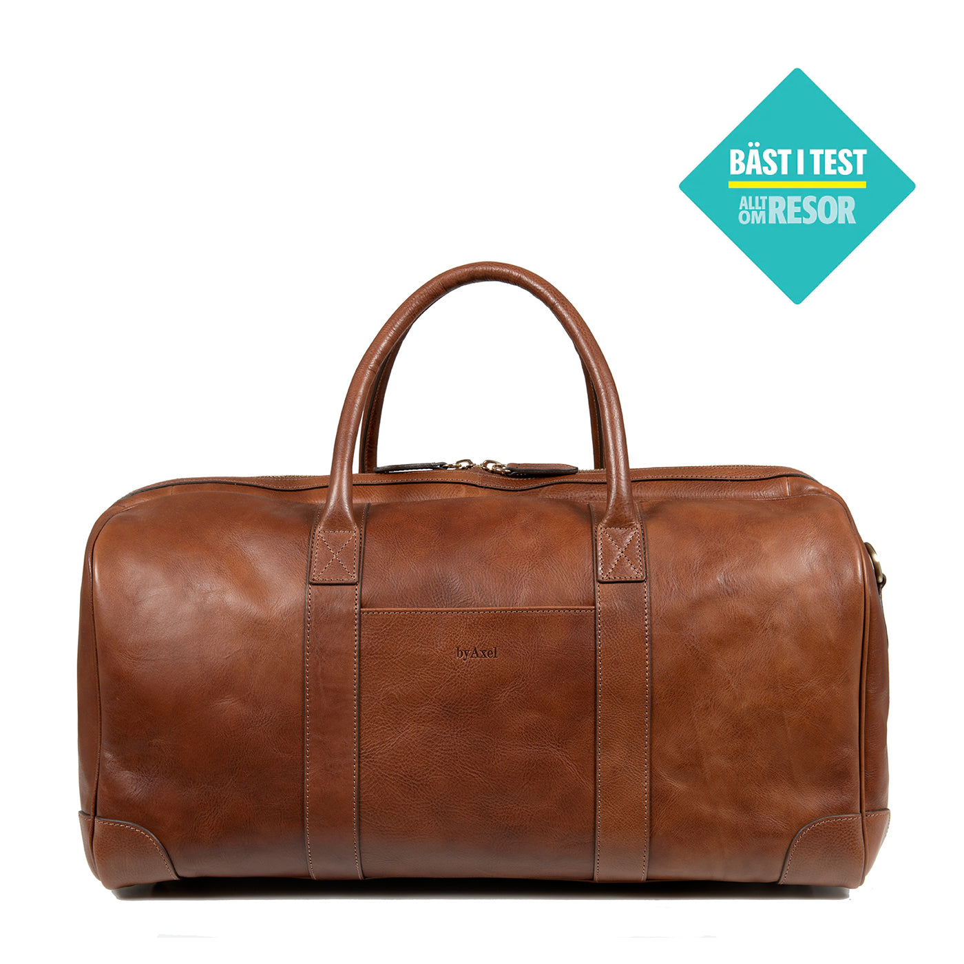 byAxel brun weekend bag i läder tillverkad i Italien.