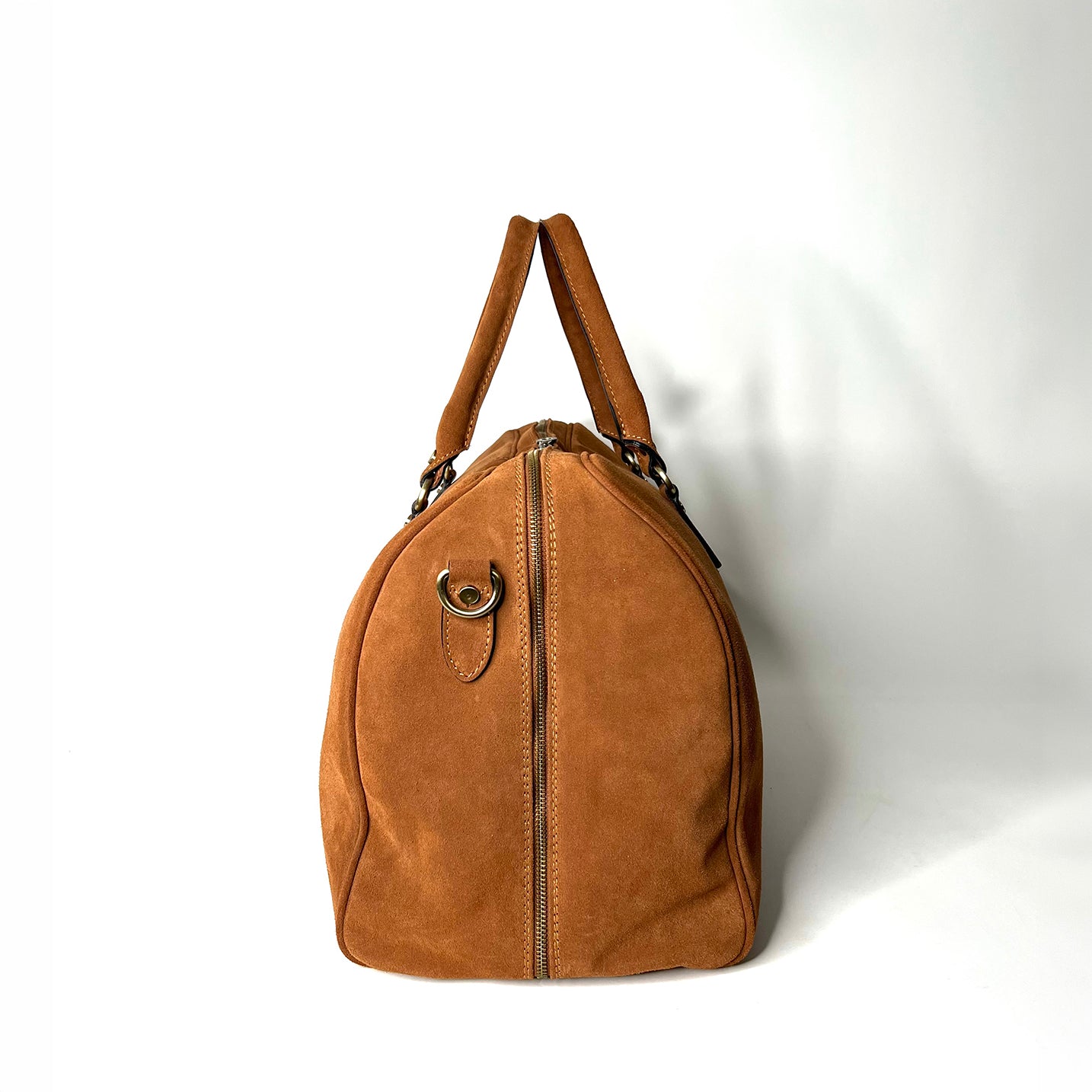 Cognac Suede Weekend Bag