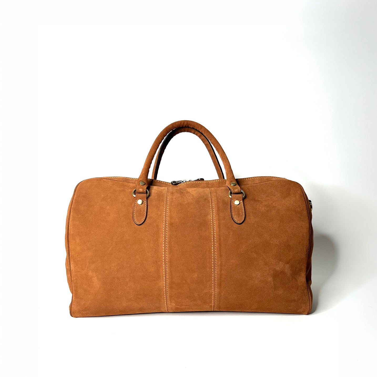 Cognac Suede Weekend Bag