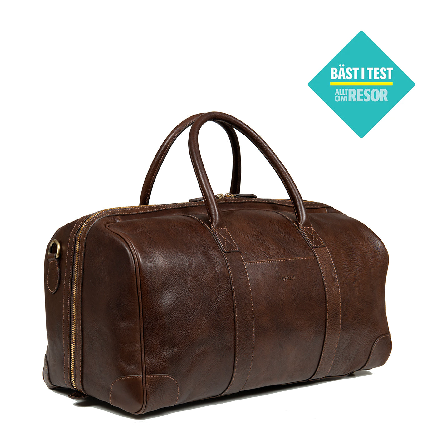 Mörkbrun weekend bag byAxel i läder tillverkad i Italien.