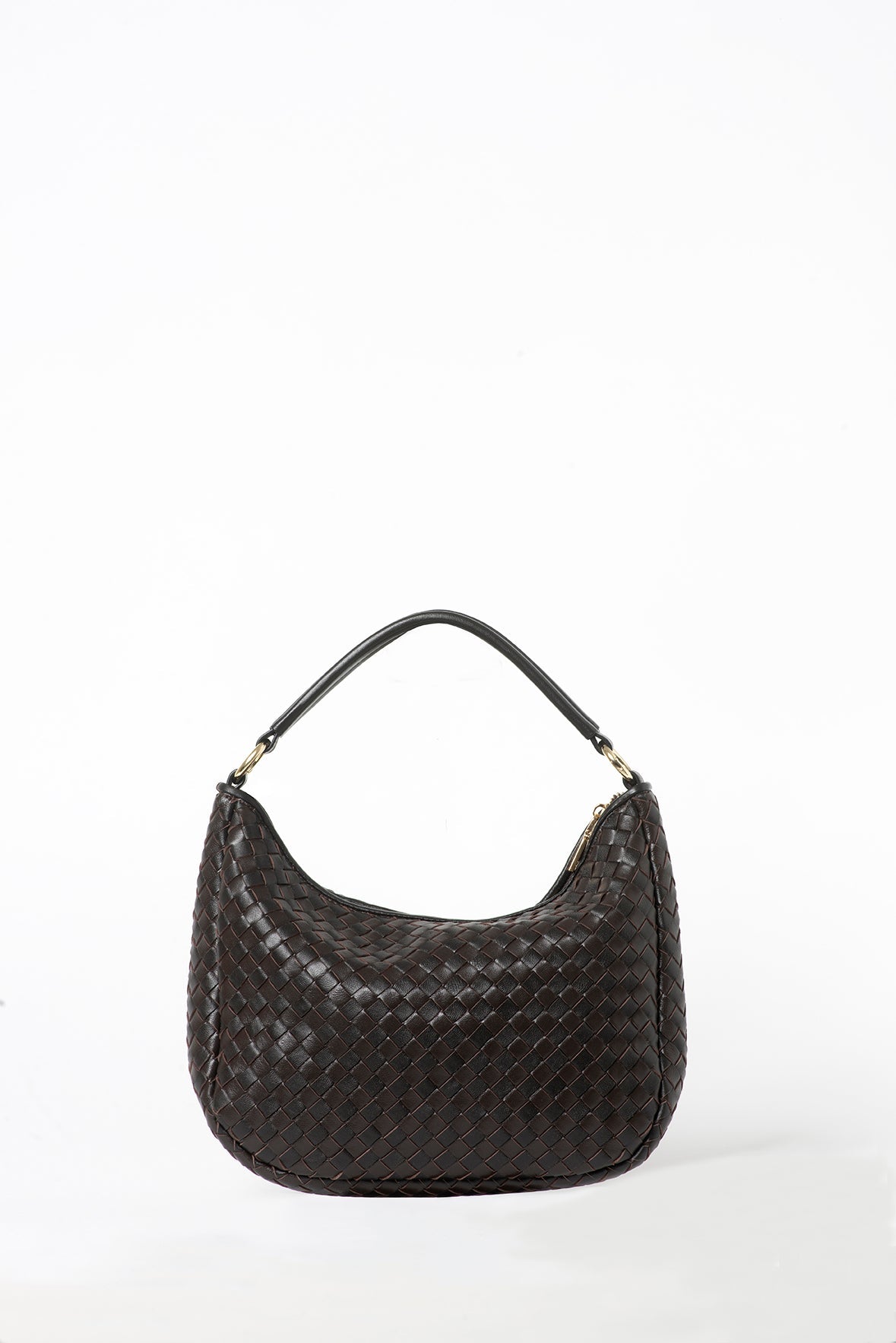 Woven Shoulder Bag Small Dark Brown
