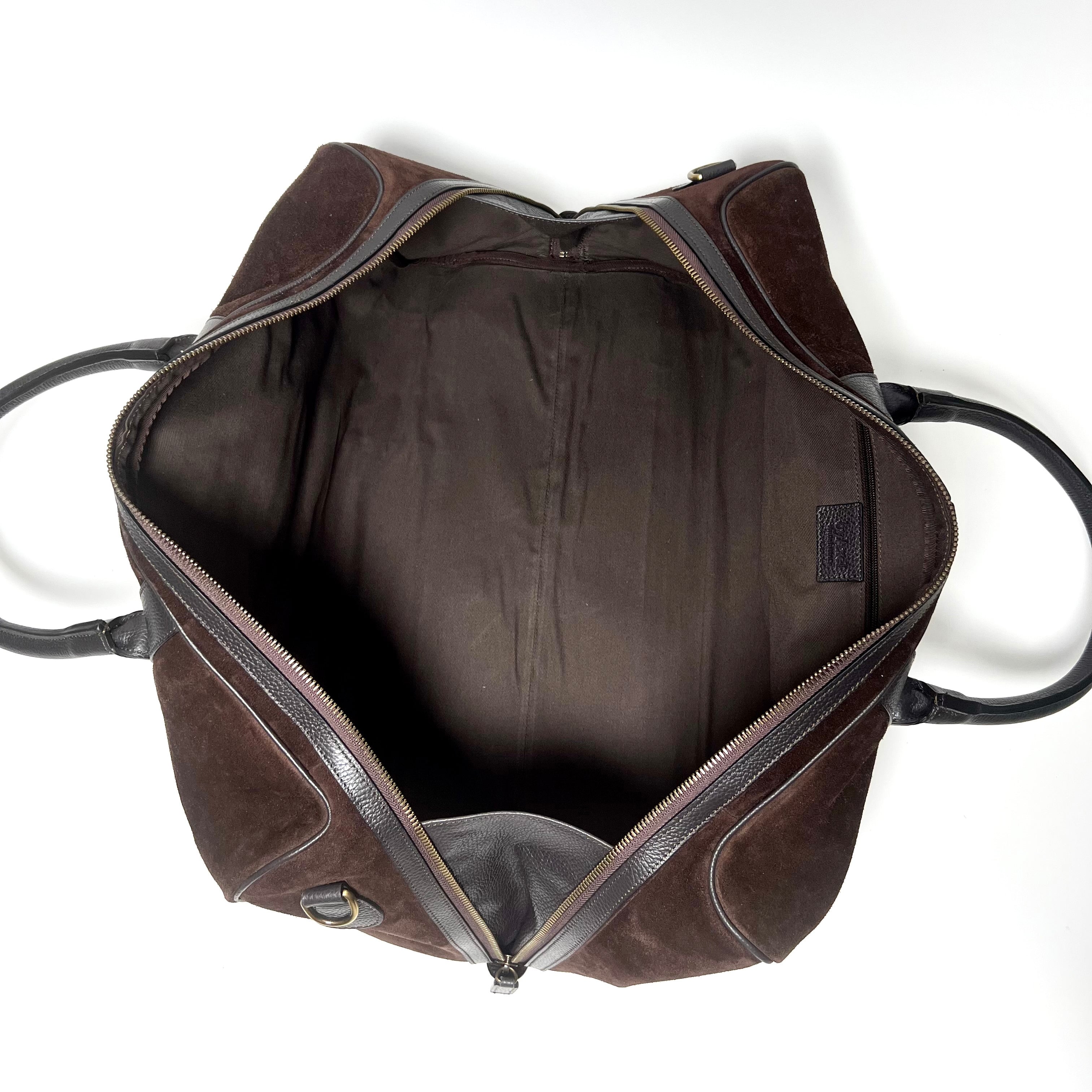 WEEKEND BAG SUEDE DARK BROWN