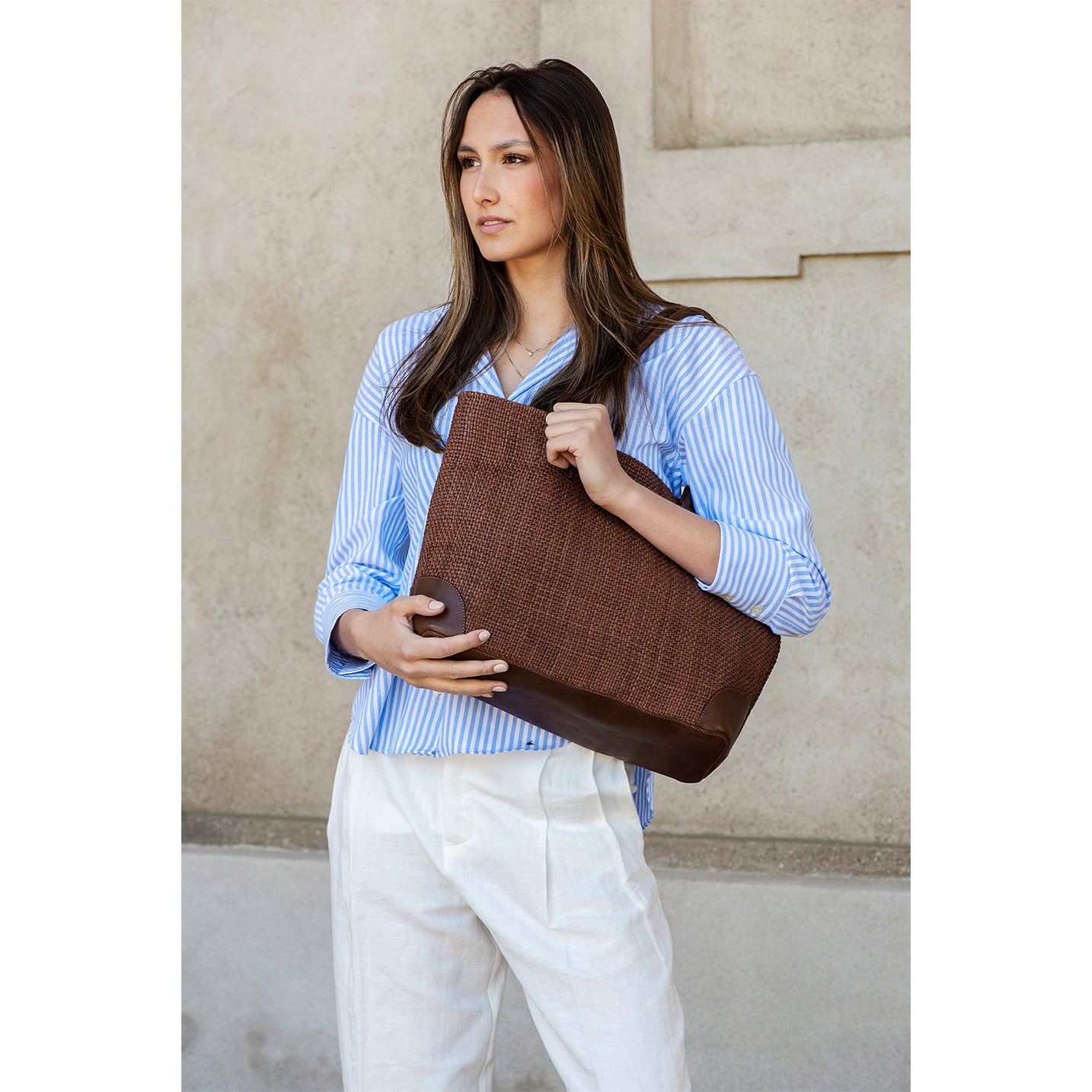 T.Moro Soft Woven Vachetta Tote