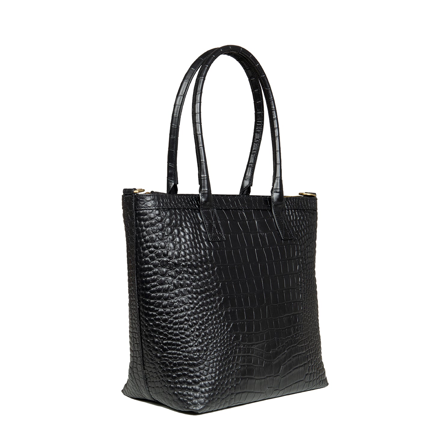 byAxel tote bag i svart croc läder tillverkad i Italien.