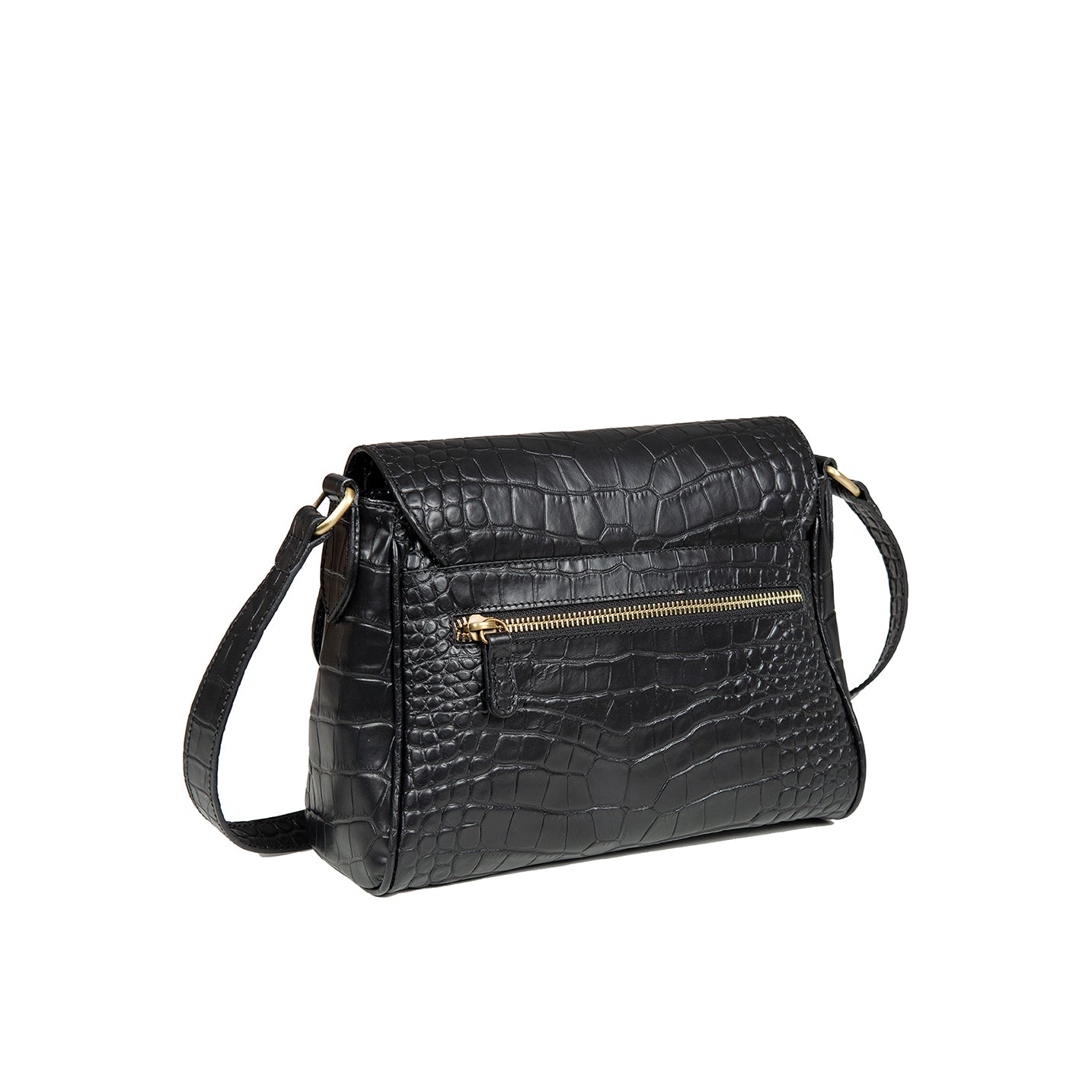 SADDLE BAG CROC BLACK