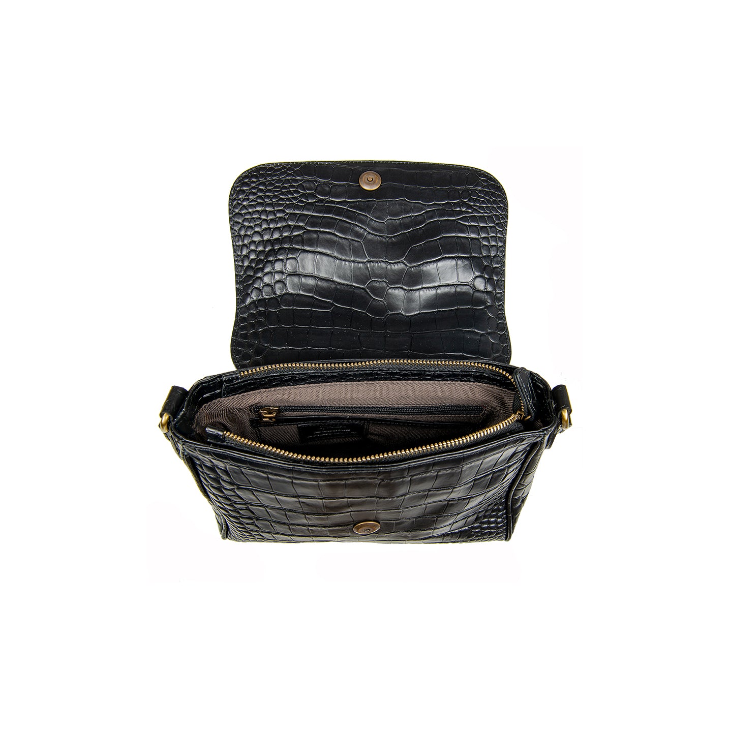 Saddle Bag Black Croco