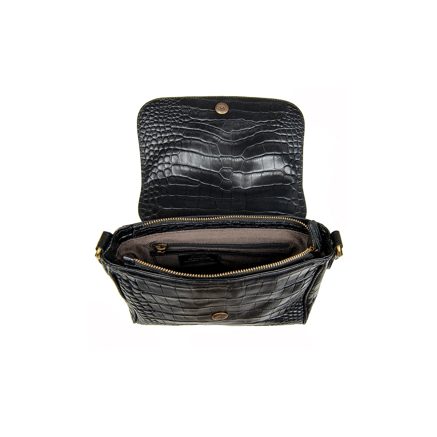 SADDLE BAG CROC BLACK