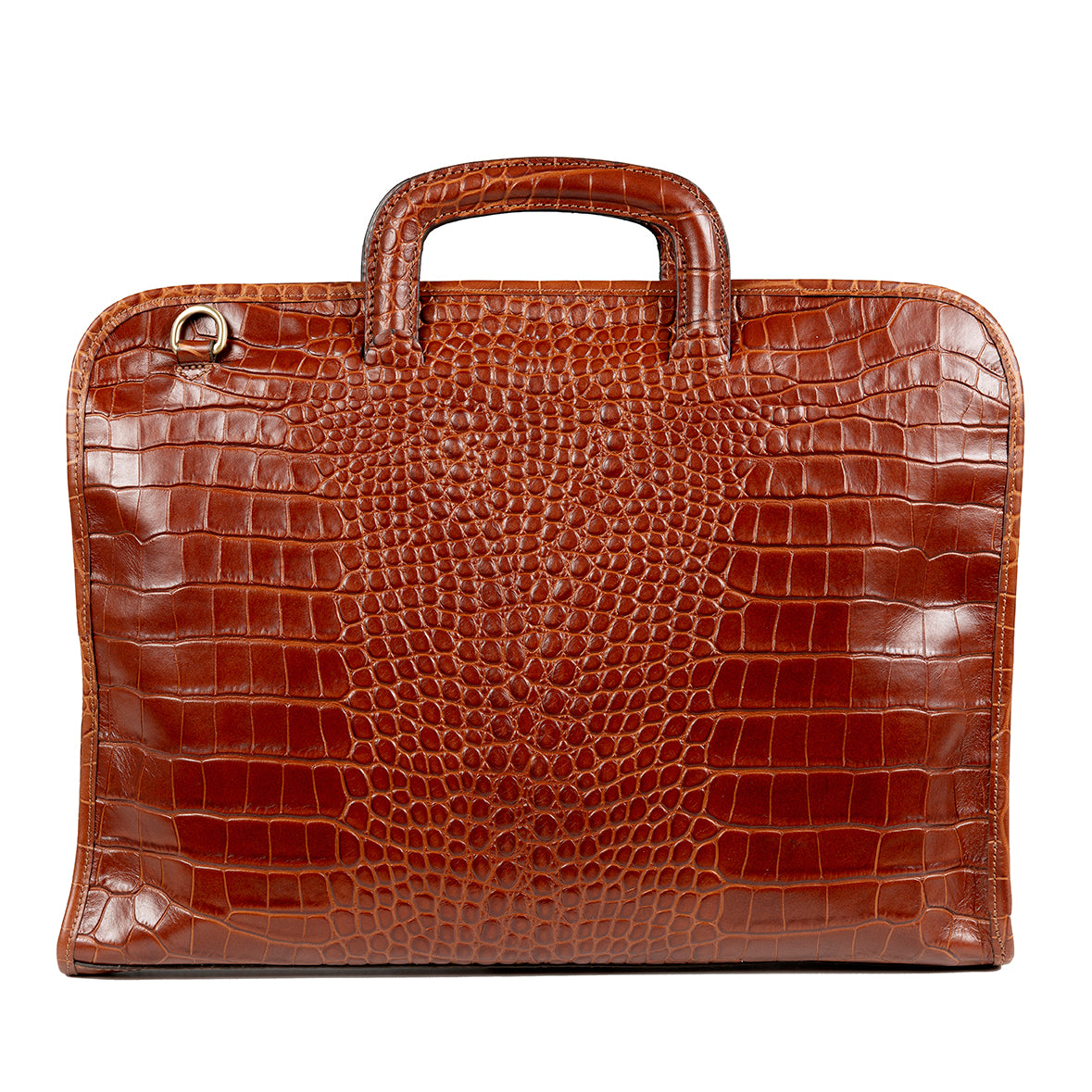 SLIM BRIEFCASE CROC BROWN