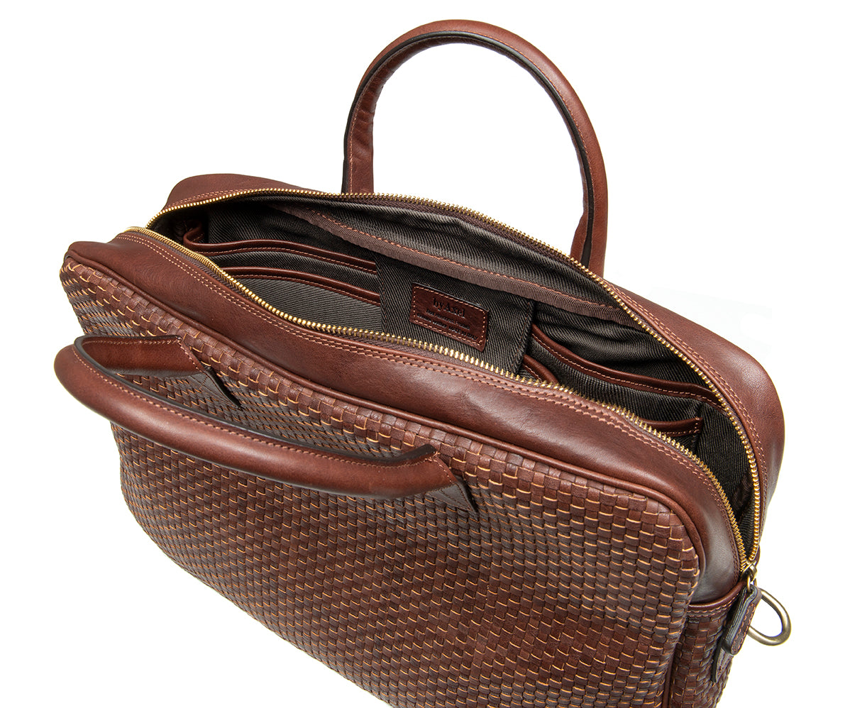 LAPTOP BAG WOVEN DARK BROWN