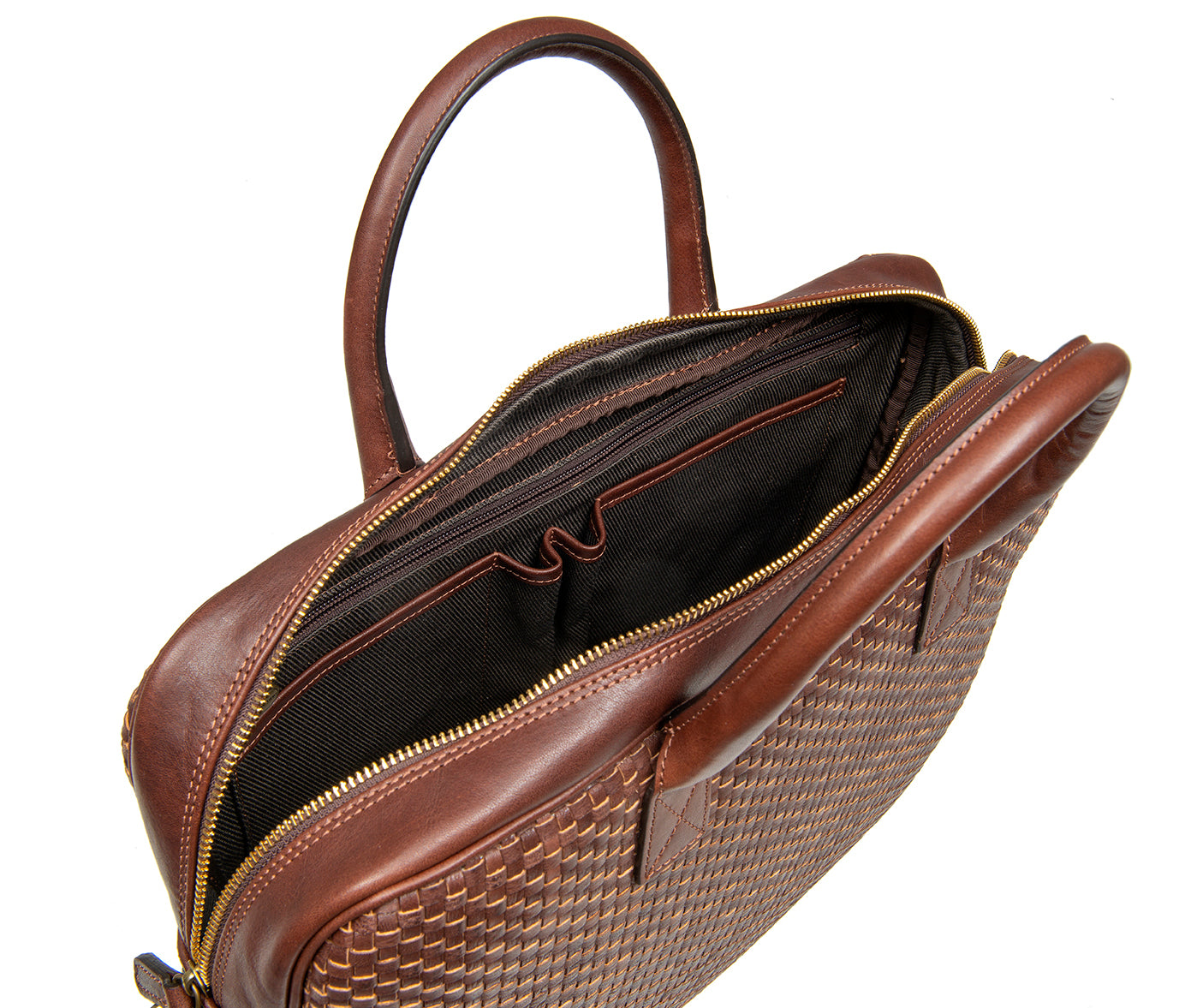 LAPTOP BAG WOVEN DARK BROWN