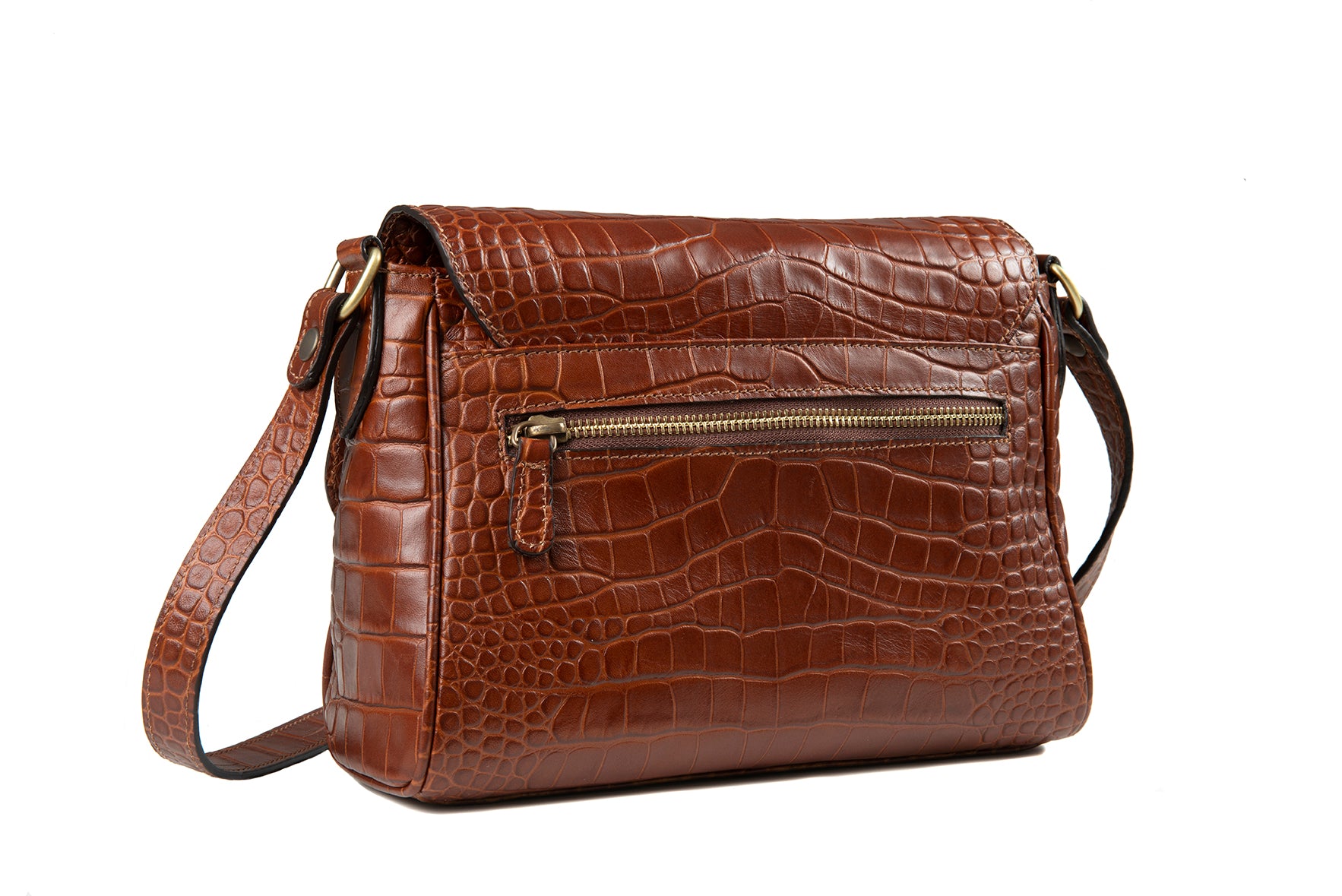 SADDLE BAG CROC BROWN