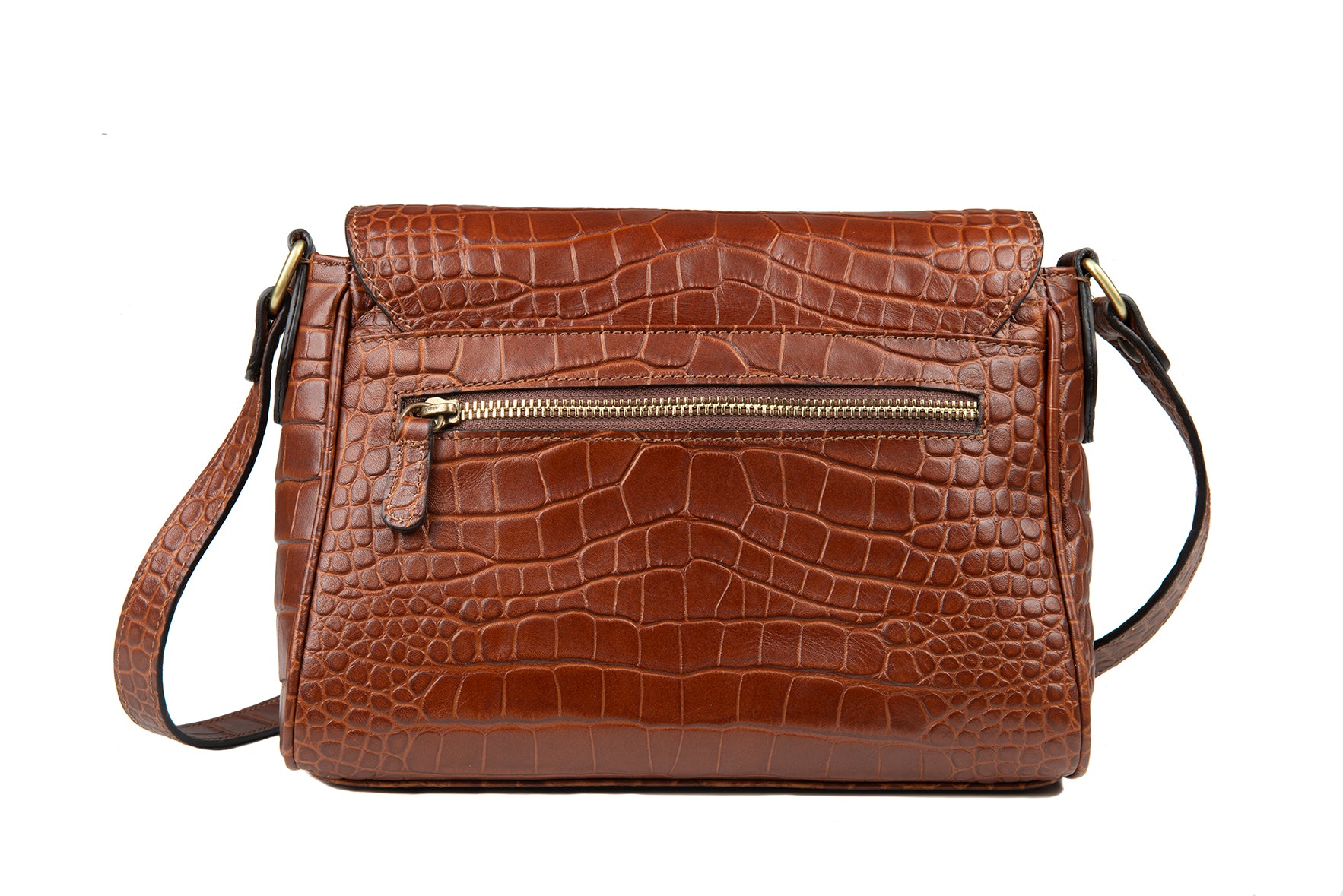 SADDLE BAG CROC BROWN