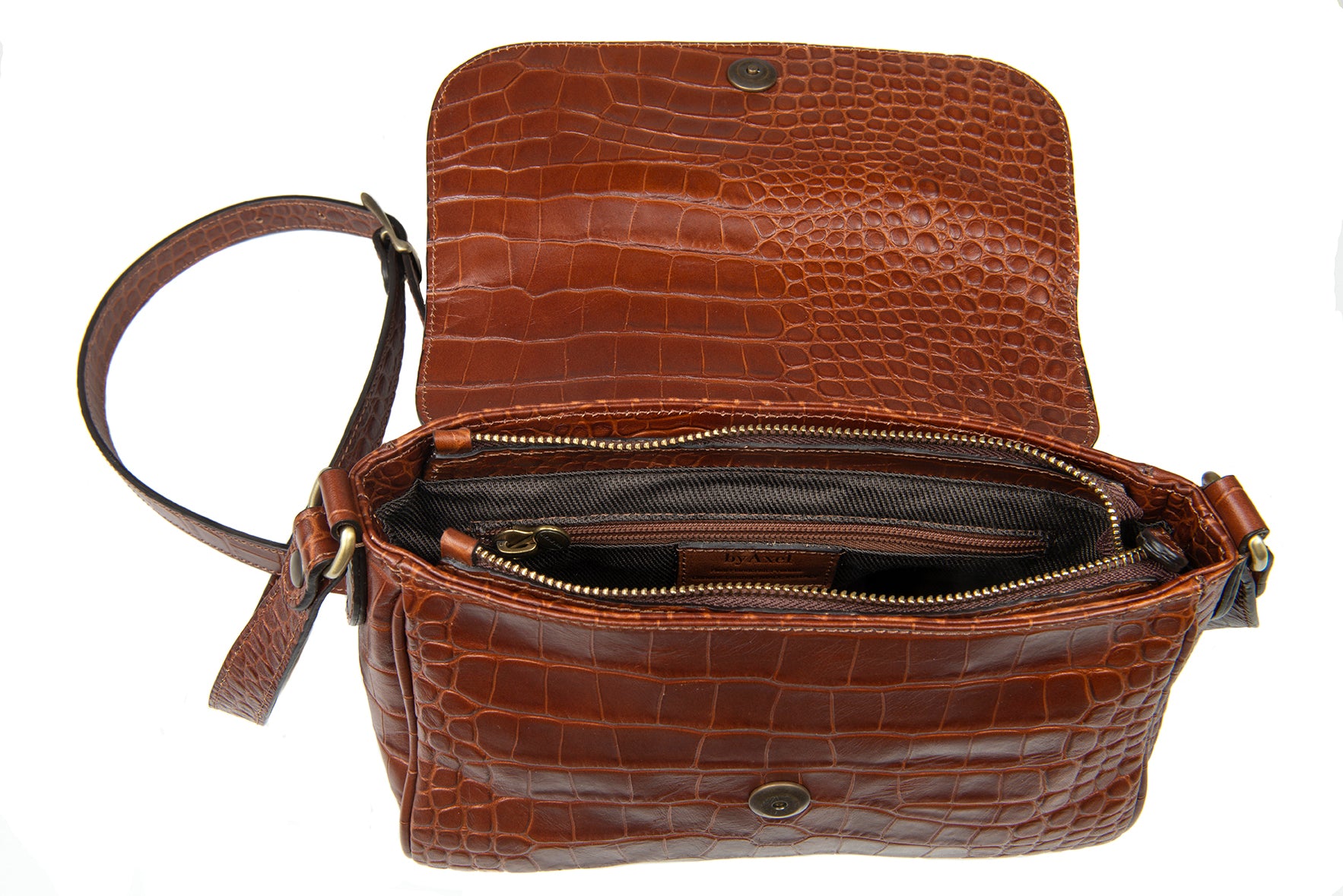 SADDLE BAG CROC BROWN