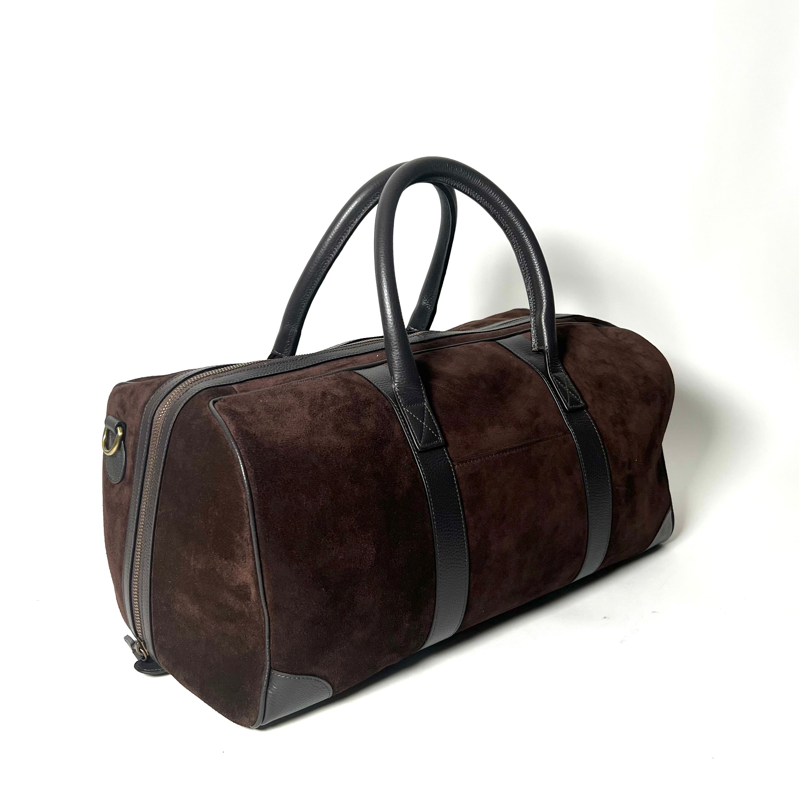 WEEKEND BAG SUEDE DARK BROWN