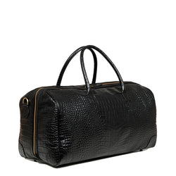 byAxel svart croc weekend bag i läder tillverkad i Italien.