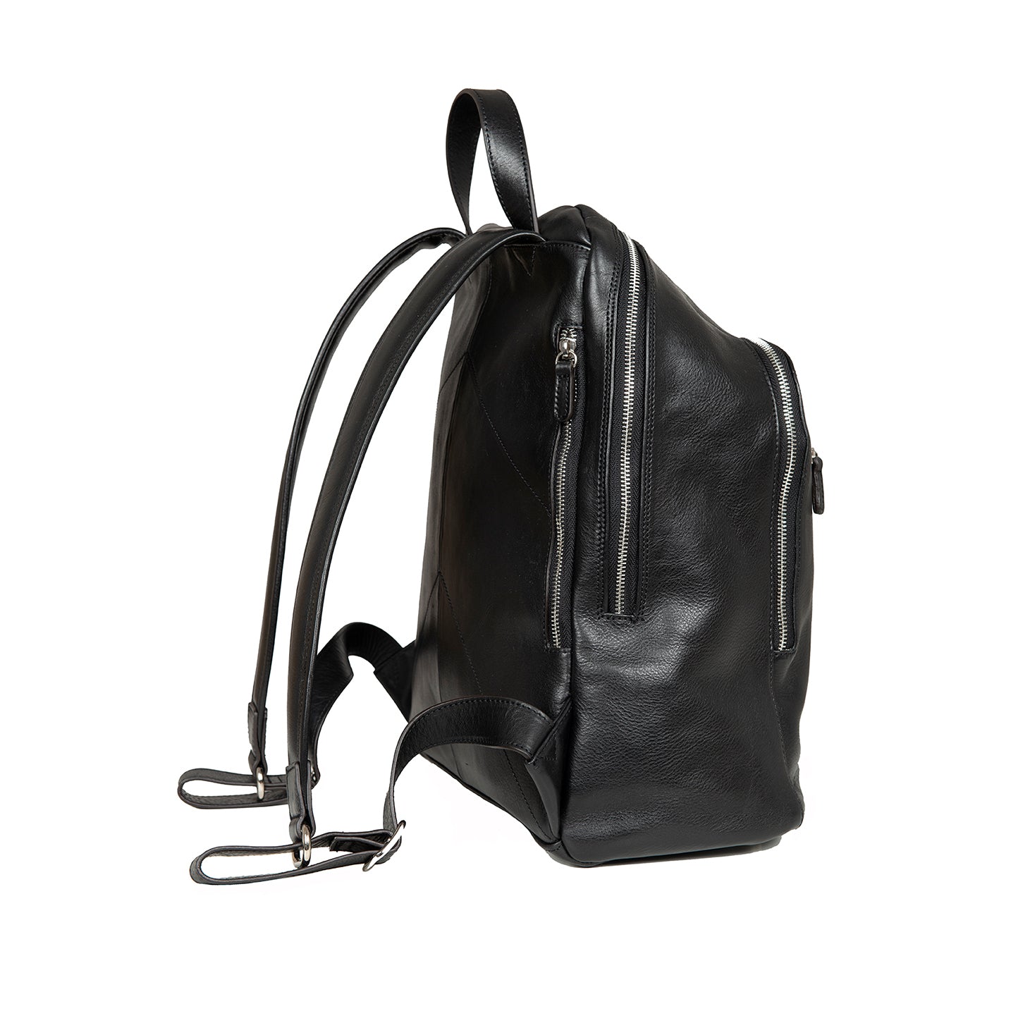 byAxel svart ryggsäck i läder tillverkad i Italien.