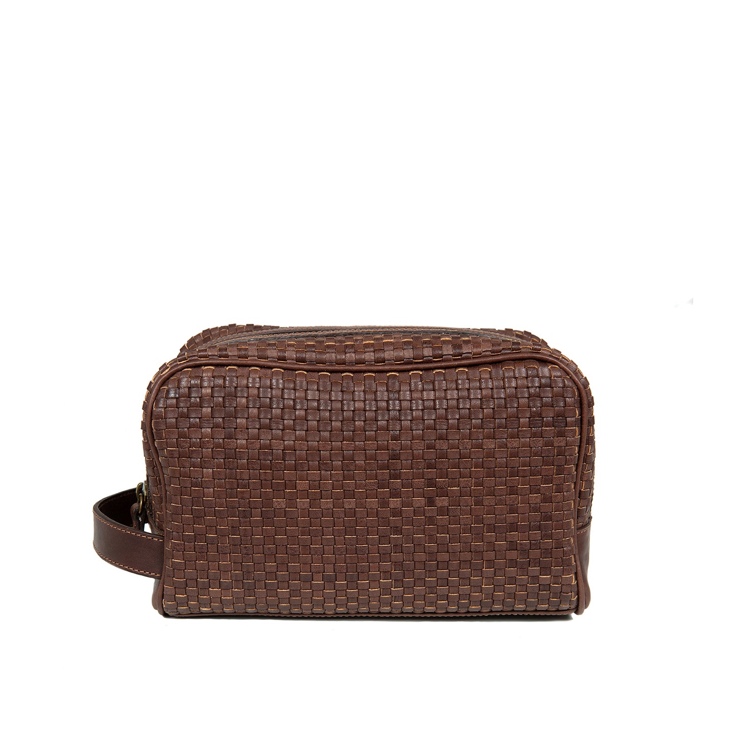 BIG TOILET BAG WOVEN DARK BROWN