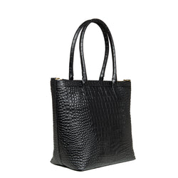 byAxel tote bag i svart croc läder tillverkad i Italien.