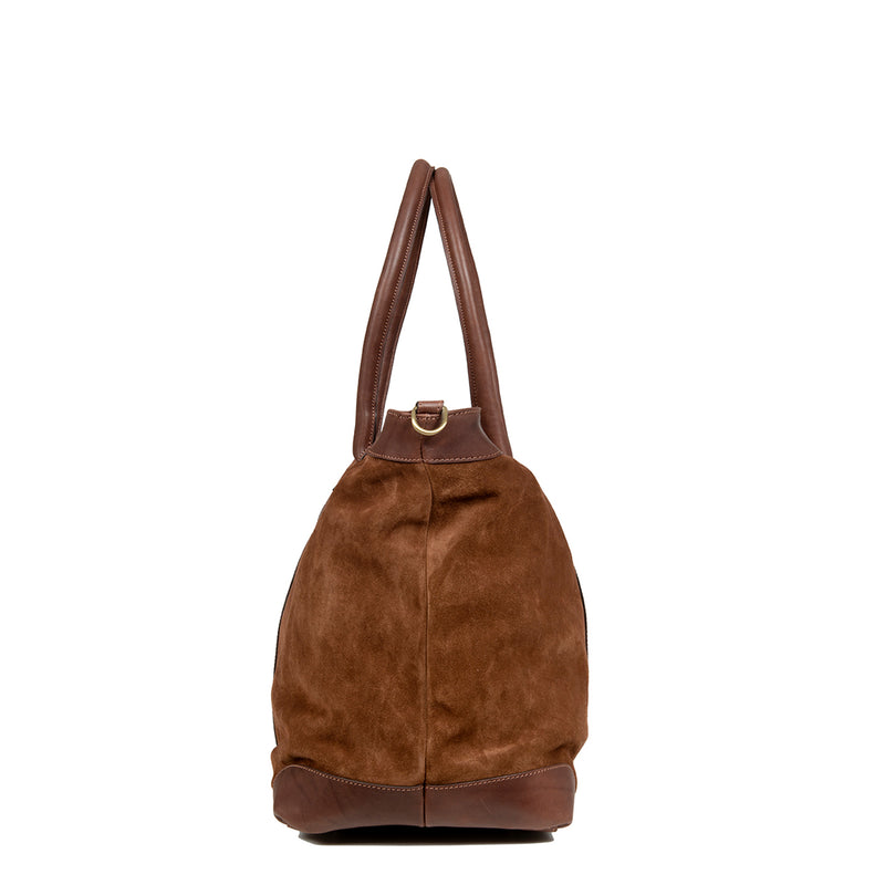 Large Tote Bag Suede Chocolate