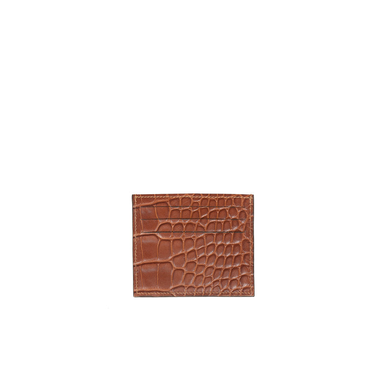 byAxel brun korthållare i croc print läder tillverkad i Italien.
